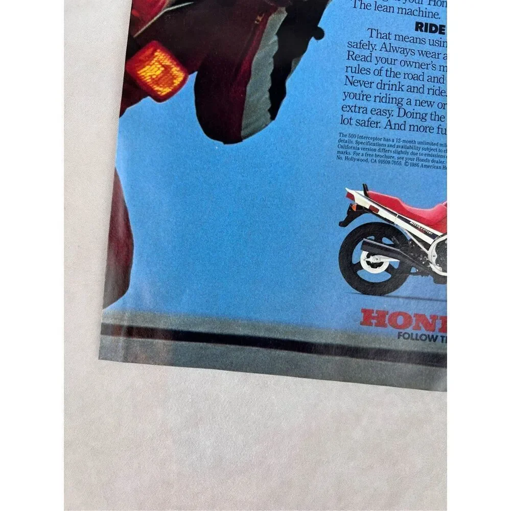 Vintage 1985 Honda Motorcycle Print-Ad